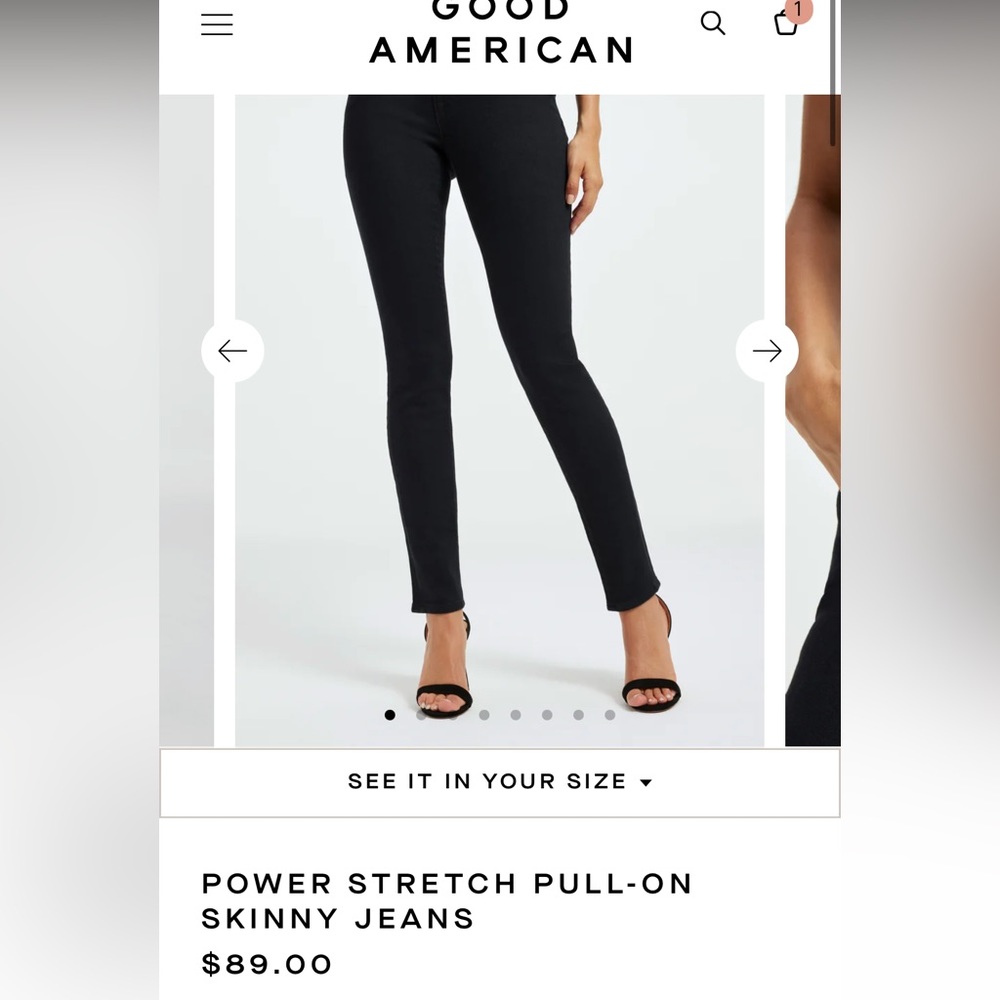 NWT GOOD AMERICAN Power stretch pull on skinny jeans